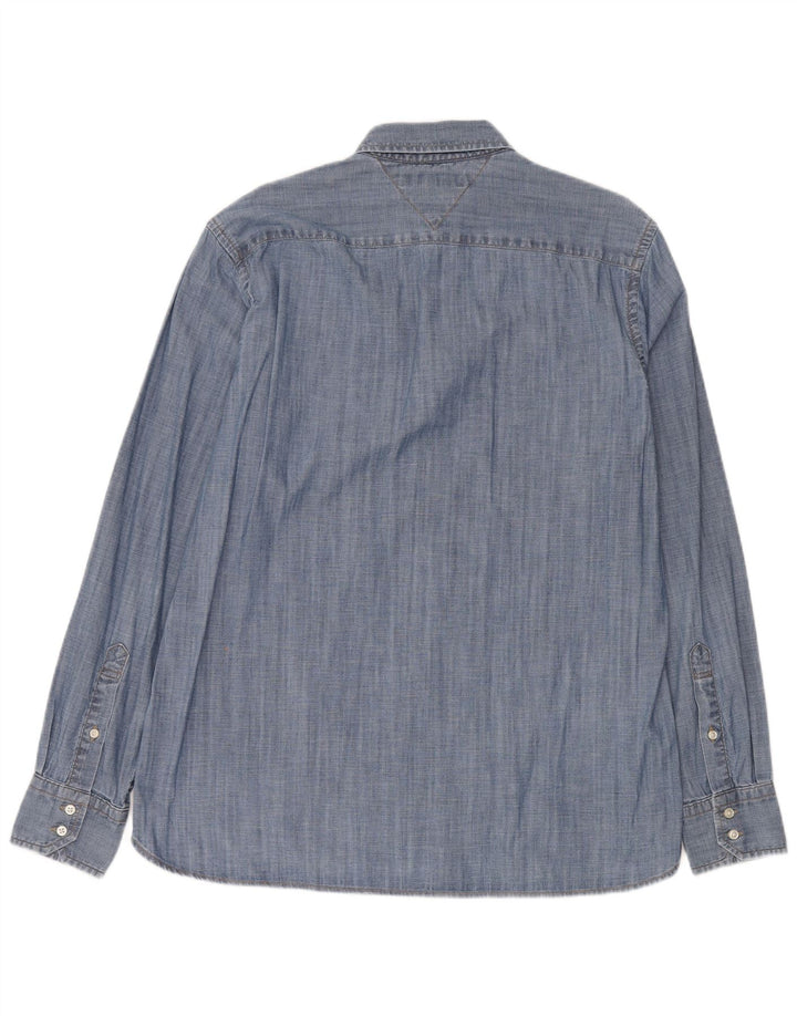 Tommy Hilfiger Chemise en jean pour homme Large Bleu Coton