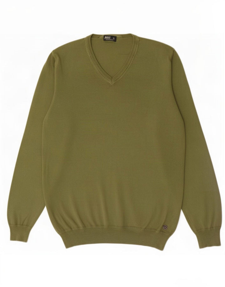 Rifle Pull col V Homme Vert Moyen Coton