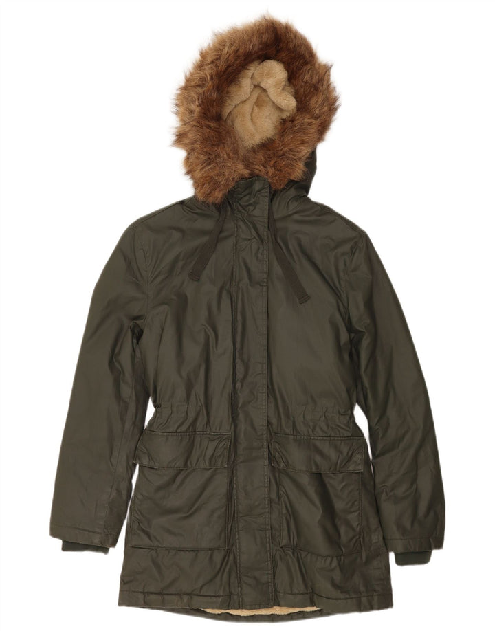 Marks & Spencer Veste cirée à capuche surdimensionnée pour femme UK 8 Small Kaki