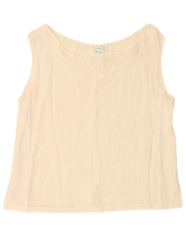 VINTAGE Femmes Crop Sans Manches Blouse Top UK 20 2XL Off White Silk