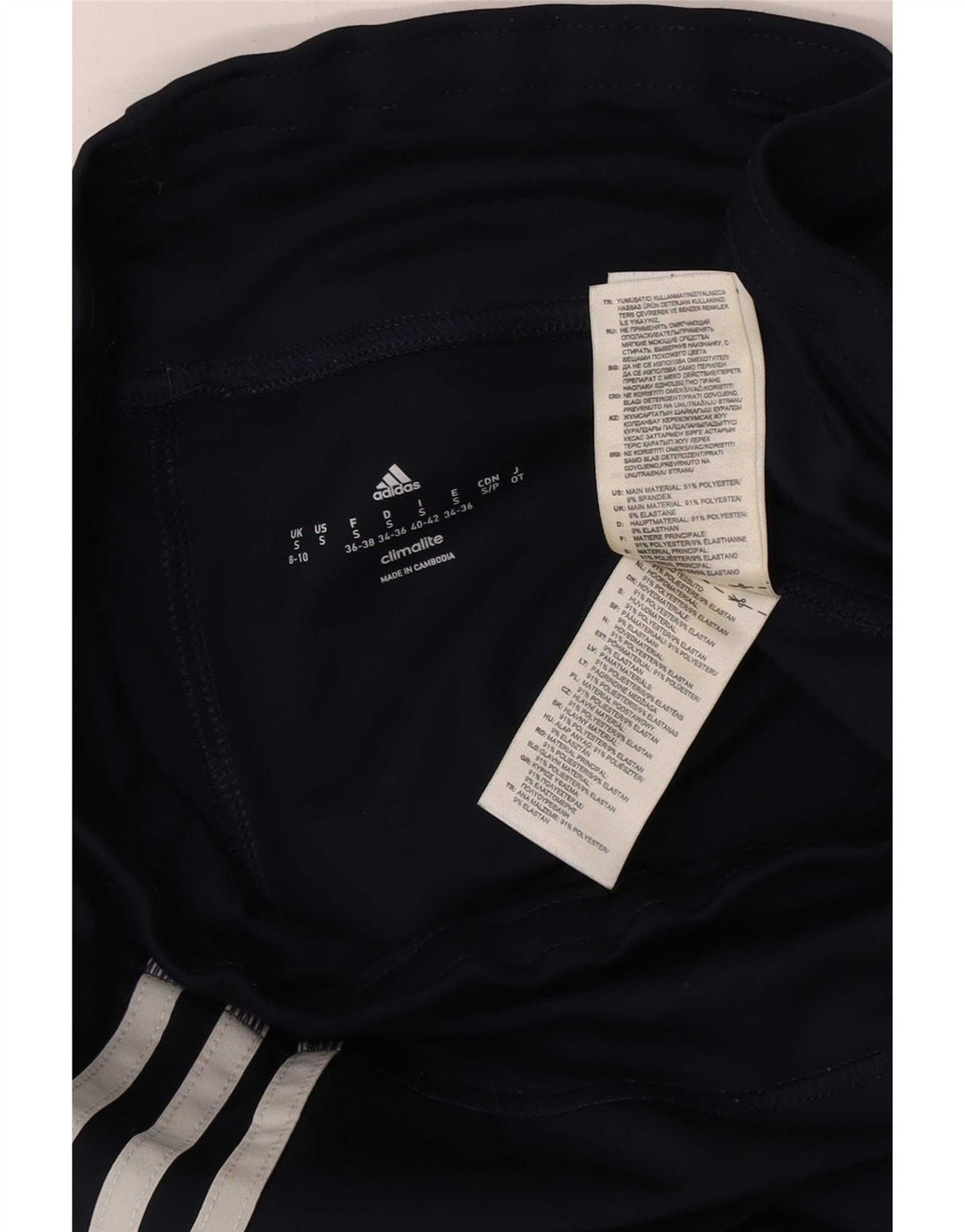 Adidas Leggings Femme UK 8 Petit Bleu Marine Polyester
