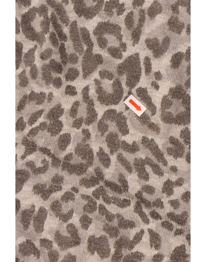 OASIS Pull col roulé pour femme UK 44 Gris moyen imprimé animal