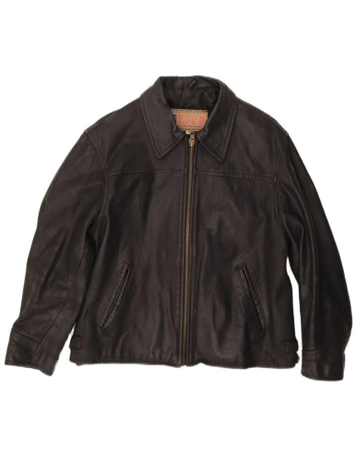 veste en cuir homme vintage IT 46 Petit cuir noir
