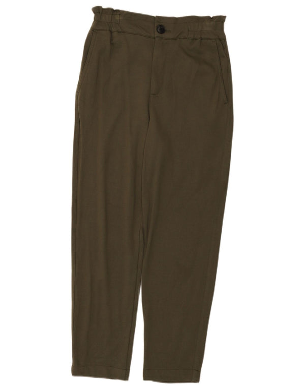 Zara Pantalon Chino Fuselé Taille Haute Femme XS W24 L25 Kaki Viscose