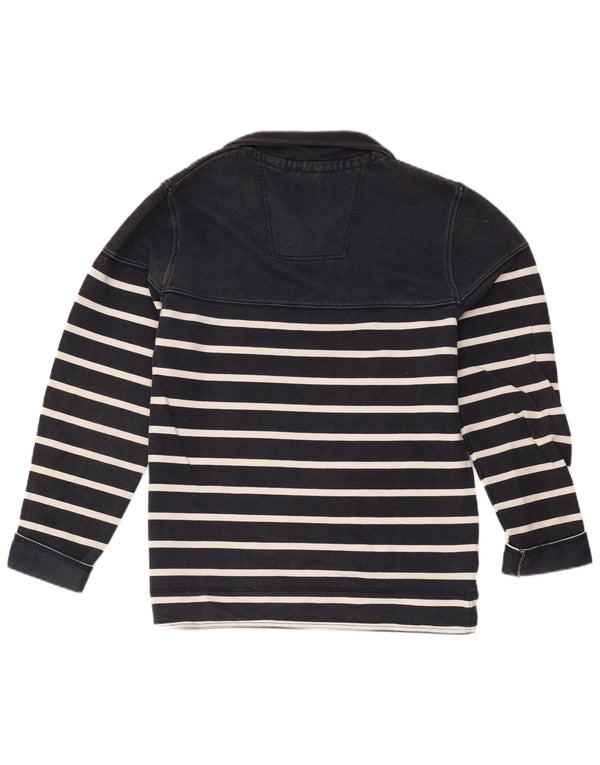 Crew Clothing Sweat-shirt à col zippé pour homme Petit rayé bleu marine