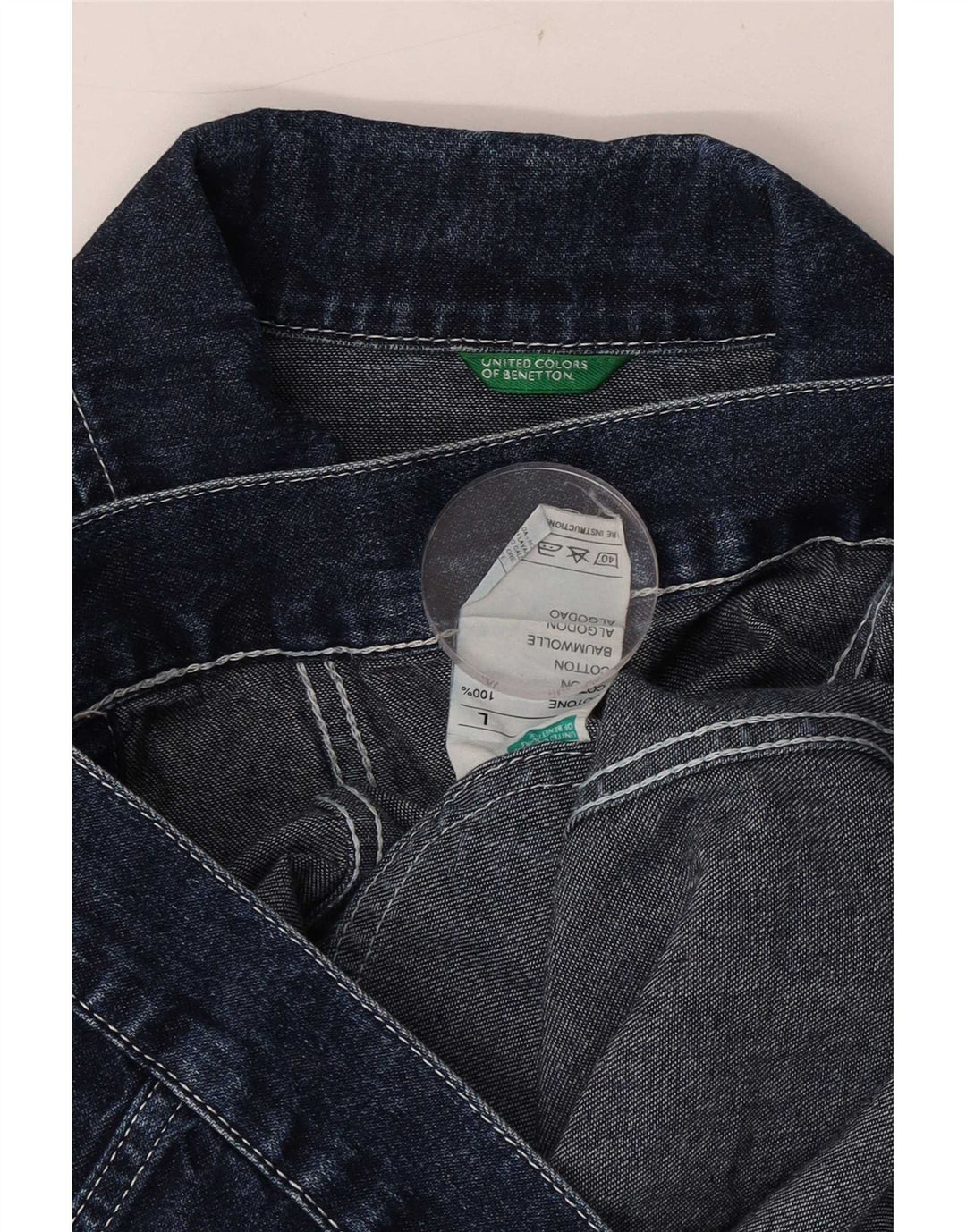 Benetton Veste en Jean Femme UK 40 Large Bleu Coton