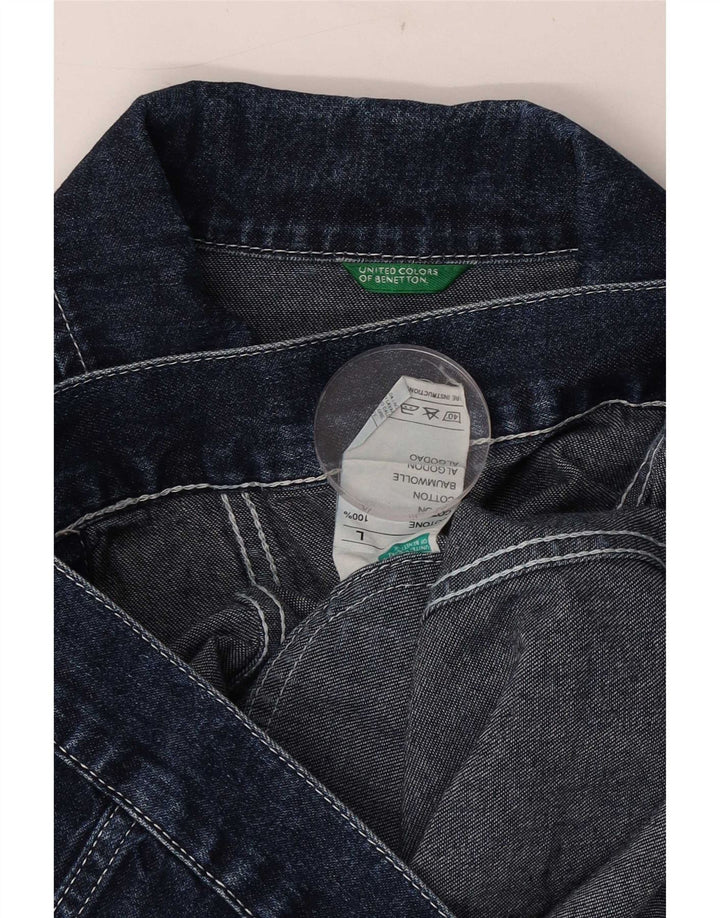 Benetton Veste en Jean Femme UK 40 Large Bleu Coton