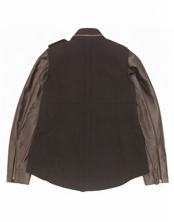 Zara Veste militaire à capuche pour femme UK 6 XS Noir Polyuréthane
