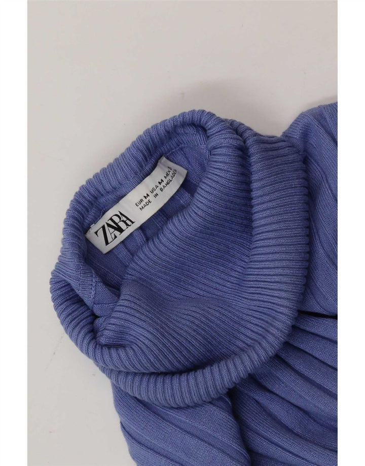 Zara Pull court à col roulé pour femme UK 12 Violet moyen