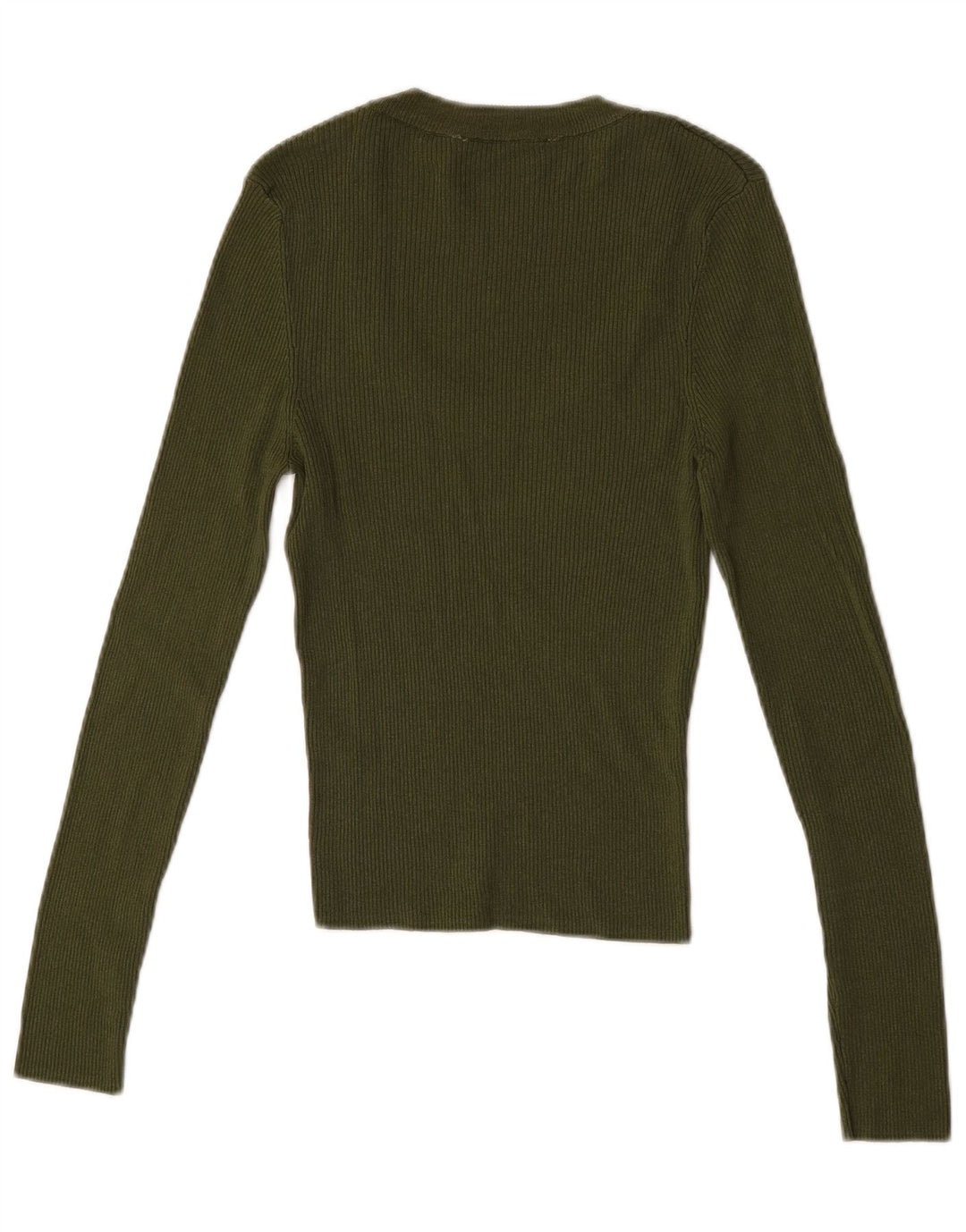 Zara Femme Top Manches Longues UK 14 Large Kaki Viscose