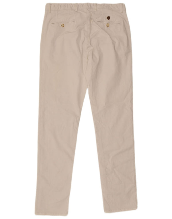 Massimo Dutti Pantalon chino slim pour homme EU 44 Large W34 L33 Blanc