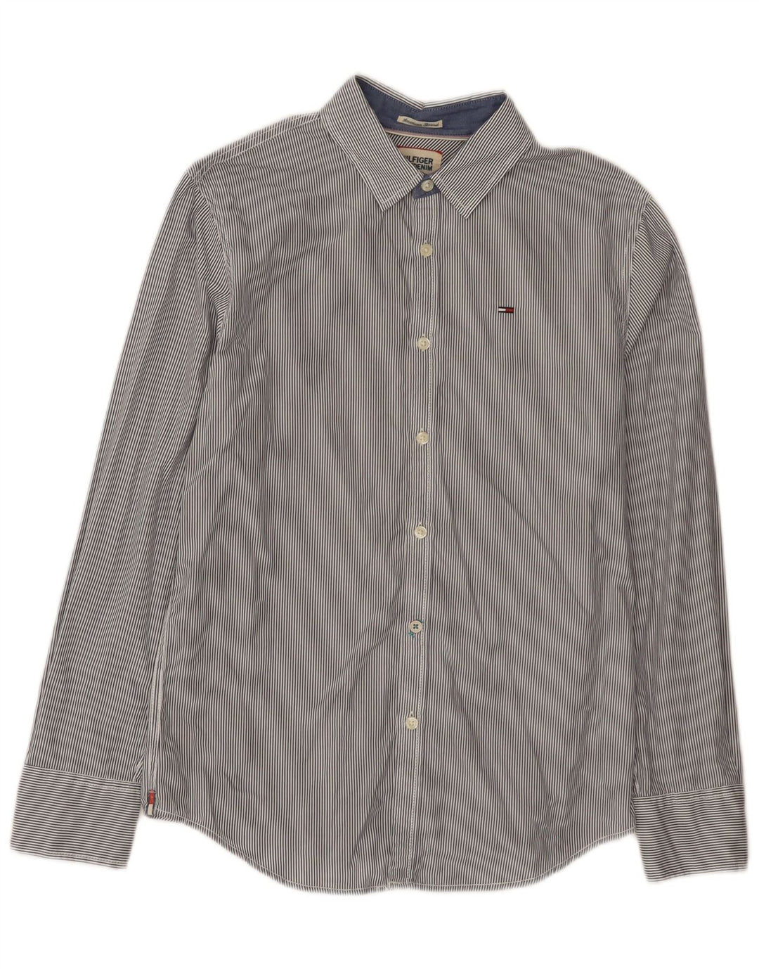 Tommy Hilfiger Chemise Homme Petit Coton Bleu Marine À Fines Rayures