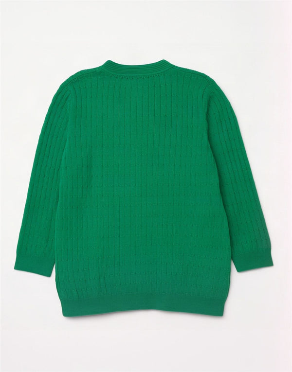 Laura Ashley Pull col en V pour femme UK 12 Vert moyen Coton