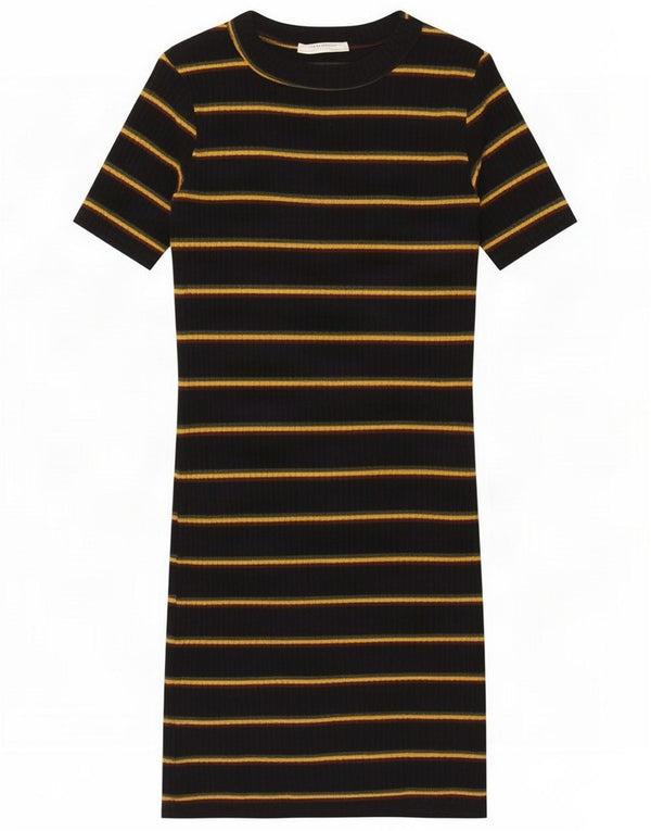 Zara Robe T-shirt Trafaluc Femme UK 8 Small Noir Rayé Polyester