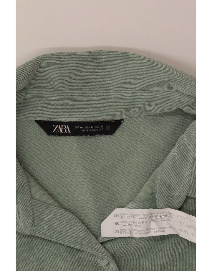 Zara Chemise surdimensionnée en velours côtelé pour femme UK 14 Polyester vert moyen