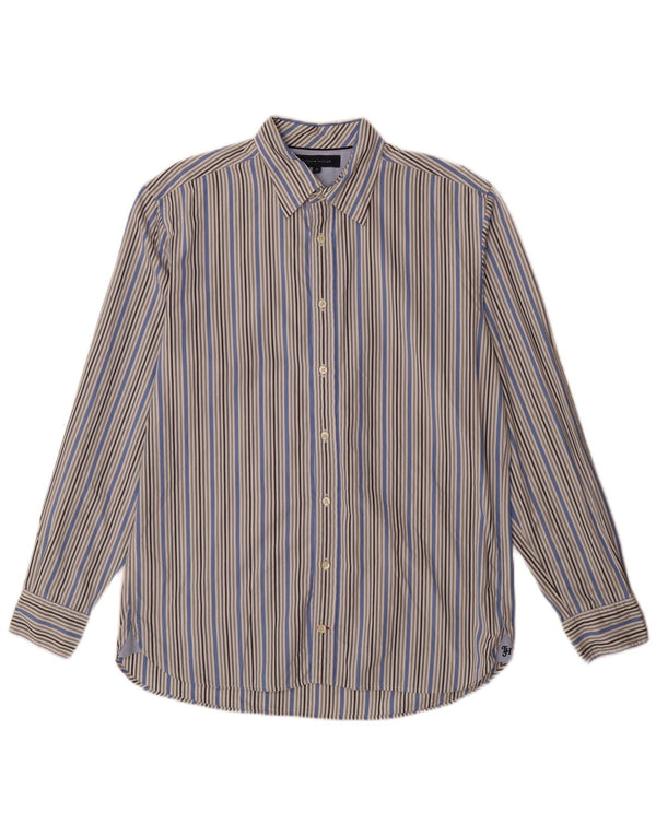 Tommy Hilfiger Mens Shirt Medium Blue Pinstripe Cotton