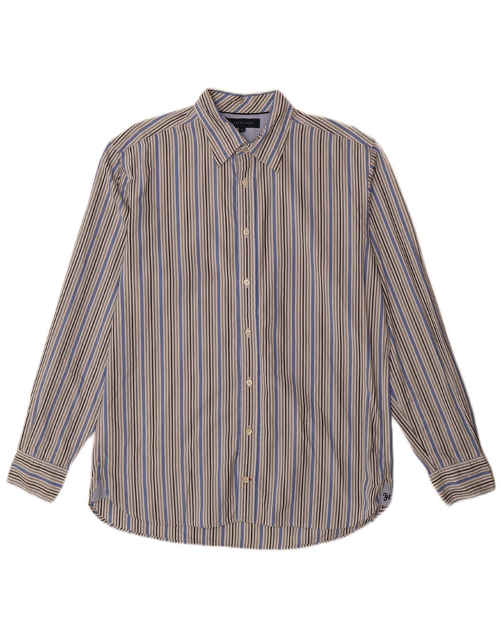 Tommy Hilfiger Chemise Homme Bleu Moyen En Coton À Fines Rayures