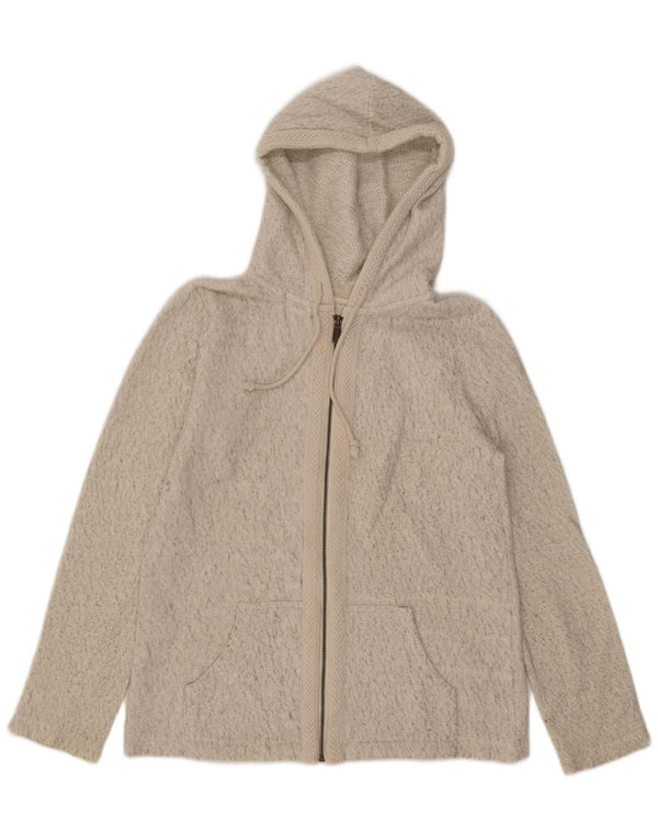 Fat Face Pull à capuche zippé surdimensionné pour femme UK 8 Petit coton beige