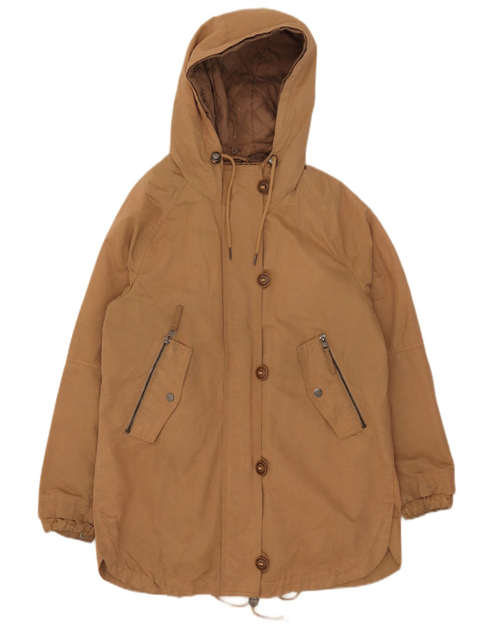 Zara Parka à capuche pour femme UK 6 XS Beige Polyester
