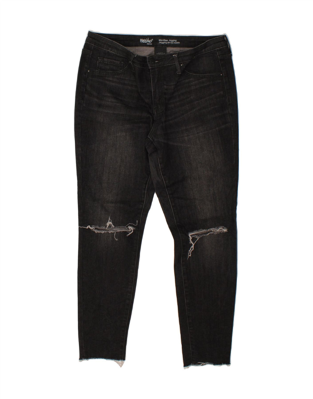 MOSSIMO Womens Stretch Distressed Jegging Jeans US 12 Large W31 L28 Grey Vintage Mossimo and Second-Hand Mossimo from Messina Hembry 