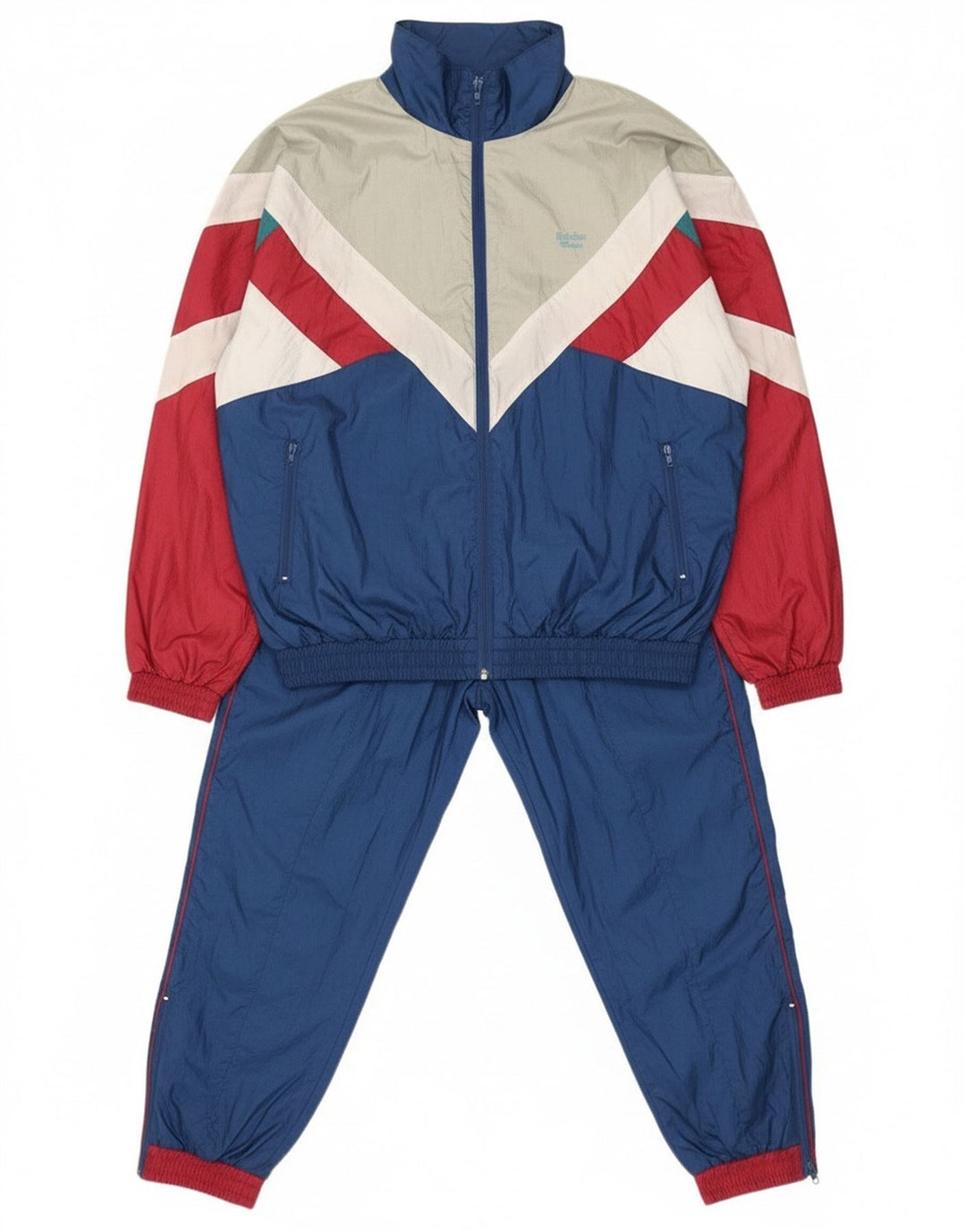 Survêtement complet surdimensionné vintage pour hommes, color block bleu marine moyen