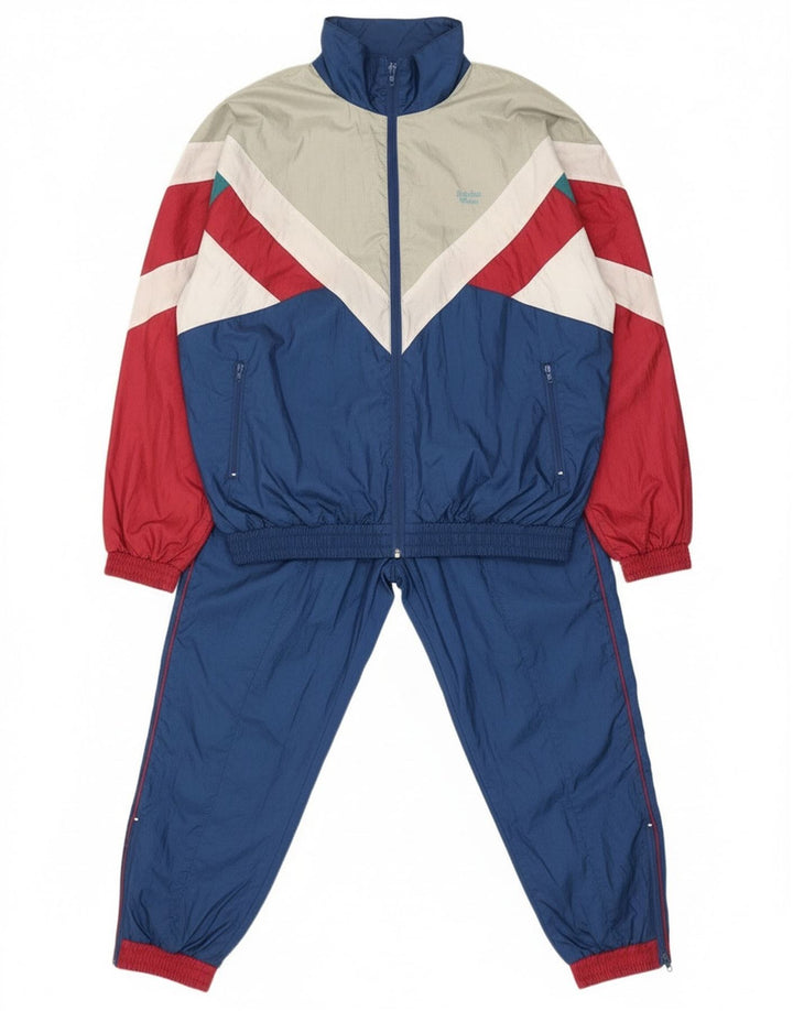 Survêtement complet surdimensionné vintage pour hommes, color block bleu marine moyen