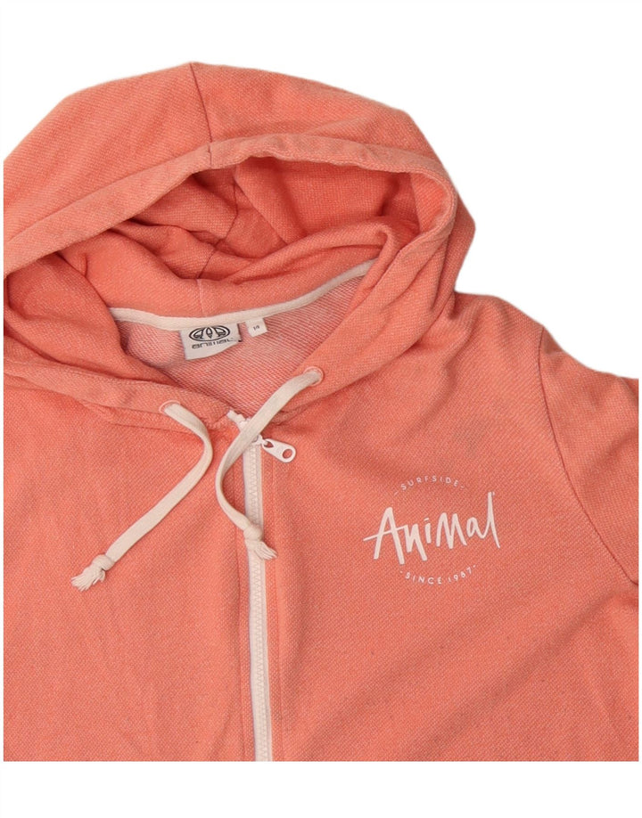 ANIMAL Pull à capuche zippé pour femme UK 14 Grand coton rose