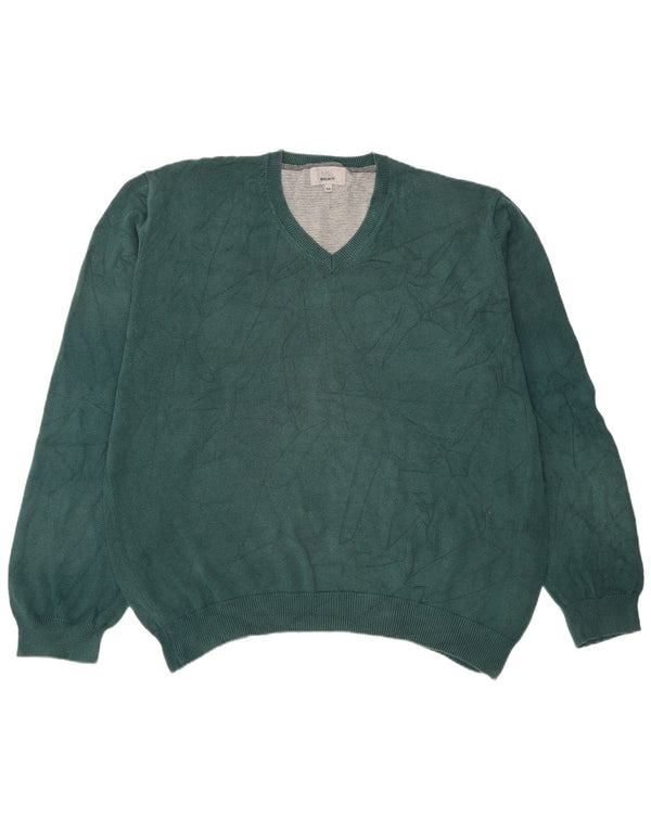 Marks & Spencer Pull coupe classique à col en V pour homme en coton vert 2XL