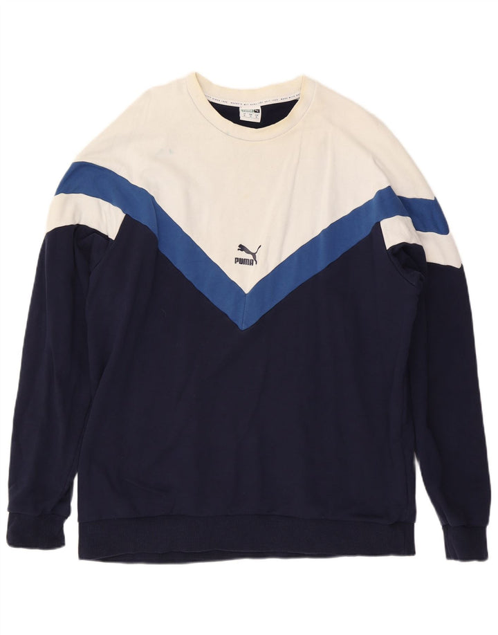 Puma Sweatshirt Jumper XL Bleu Marine Colourblock Homme