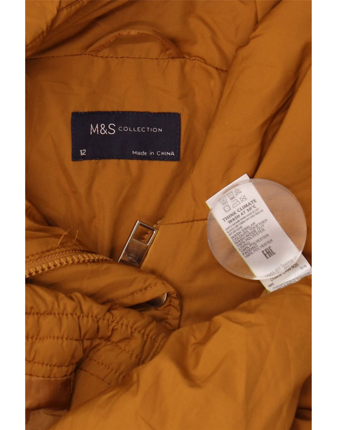 Marks & Spencer Veste matelassée à capuche pour femme UK 12 Jaune moyen Polyester