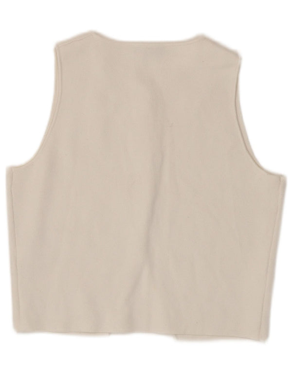 Zara Womens Cardigan sans manches Top UK 14 Large Viscose Blanche