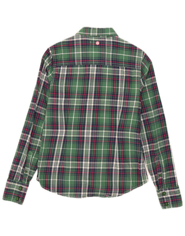 Superdry Chemise en flanelle pour femme UK 10 Petit coton à carreaux vert
