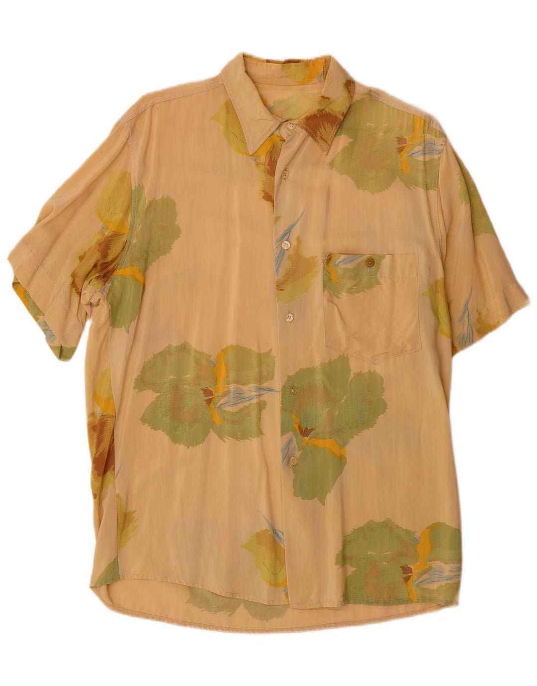 vintage Chemise à manches courtes pour hommes Beige moyen Floral