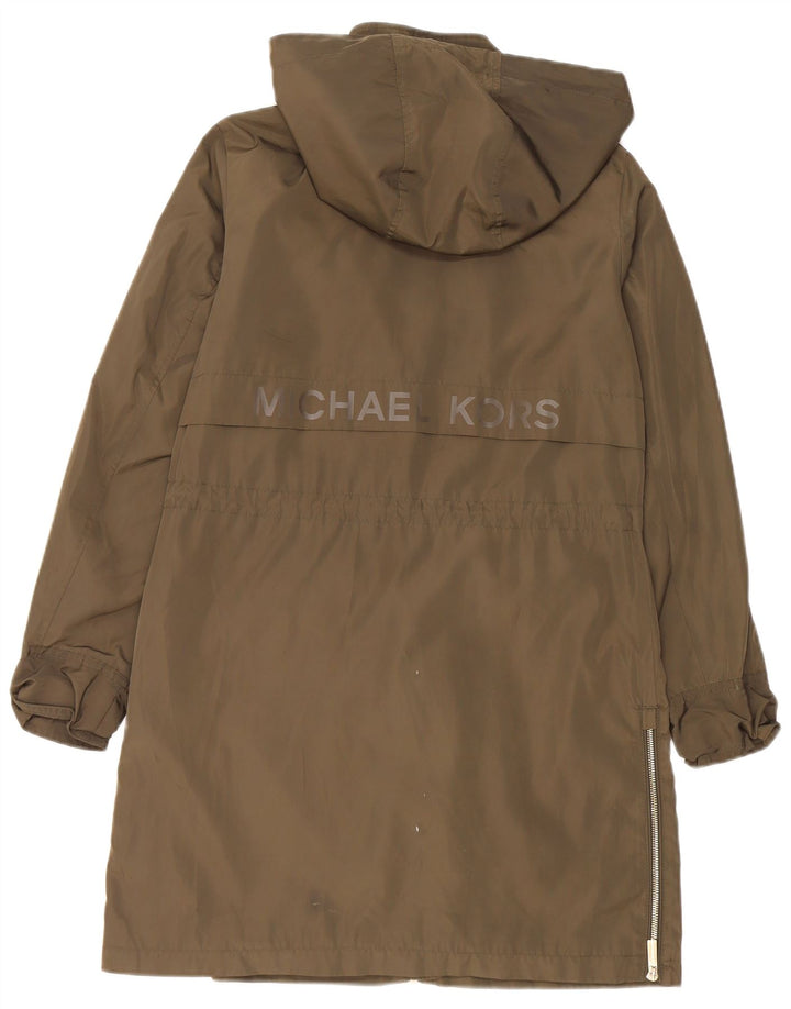 Michael Kors Veste parka à capuche graphique surdimensionnée pour femme UK 10 Small Kaki