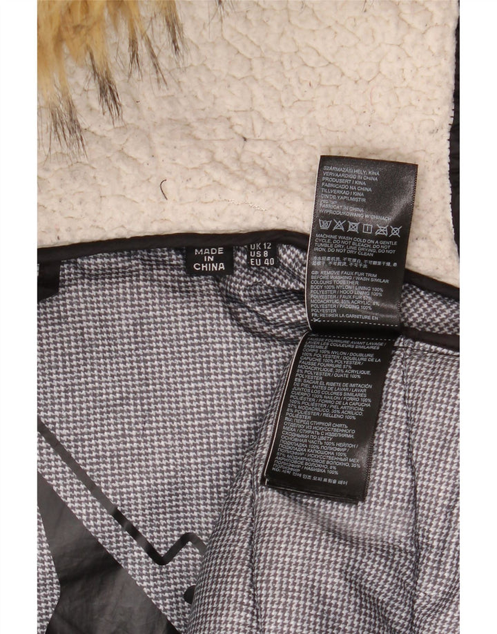 Superdry Manteau rembourré à capuche pour femme UK 12 Nylon noir moyen