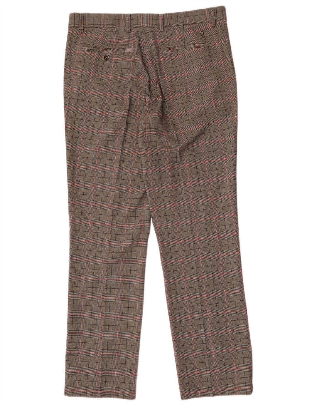 Golfino Pantalon de Costume Droit Homme W34 L31 Gris Carreaux Polyester