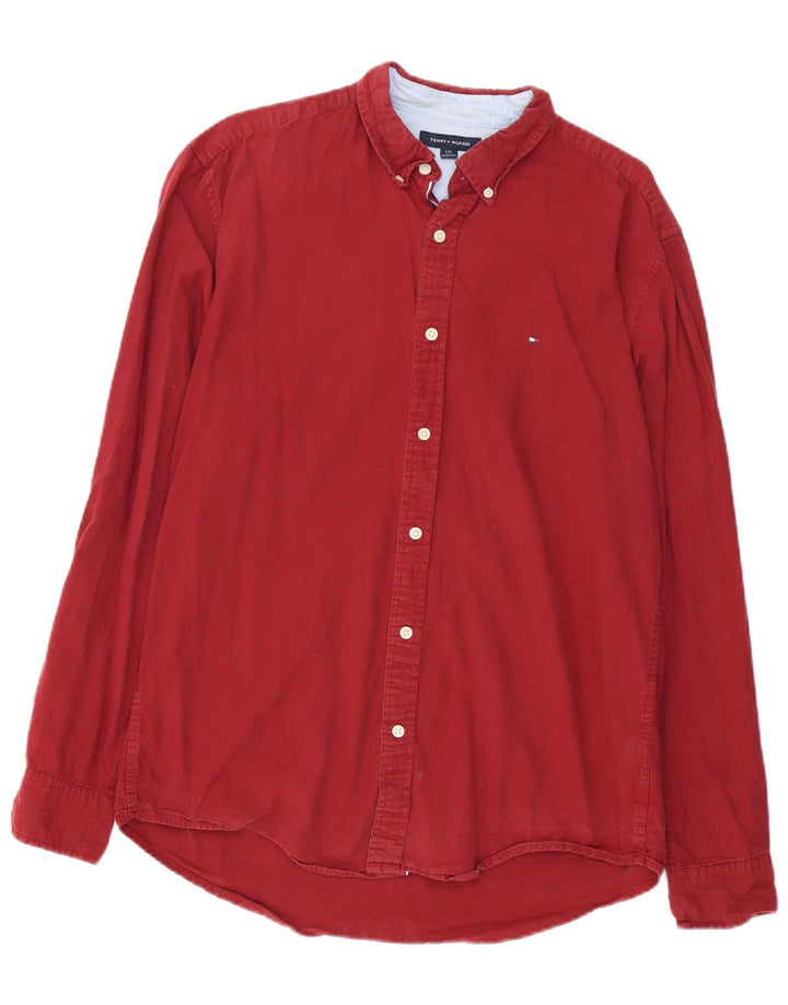 TOMMY HILFIGER Chemise Homme Large Coton Bordeaux