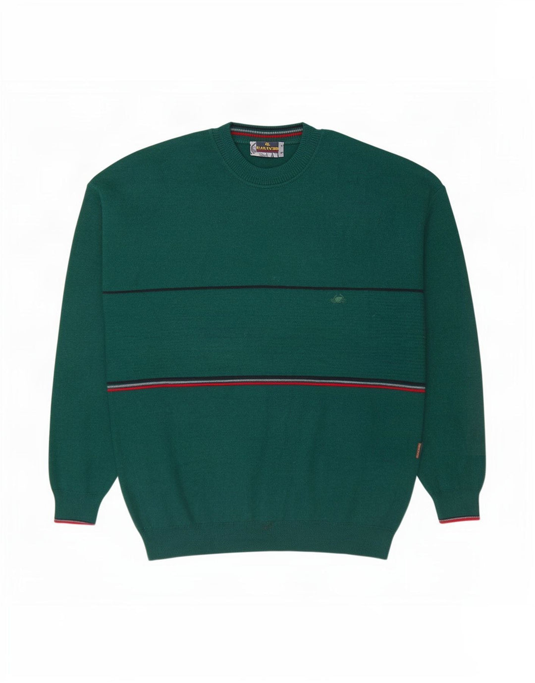 Il Granchio Pull à col rond pour homme en laine à rayures vertes
