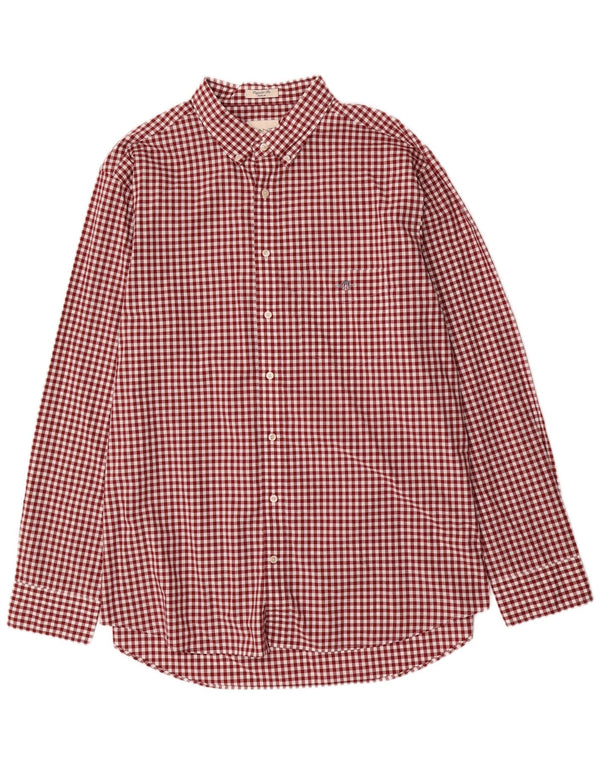 Gant Chemise Regular Fit Homme Taille 47/48 19 3XL Bordeaux Vichy Coton