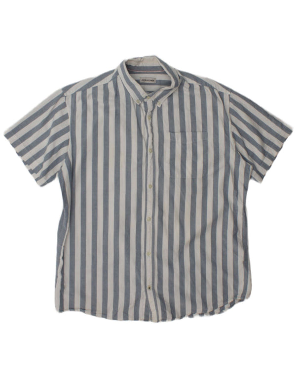 Jack & Jones Chemise à Manches Courtes Homme 2XL Bleu Rayé Coton