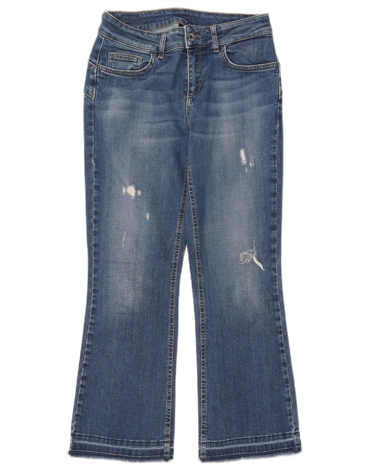 Liu Jo Jean court bootcut effet vieilli pour femme W28 L25 Bleu coton