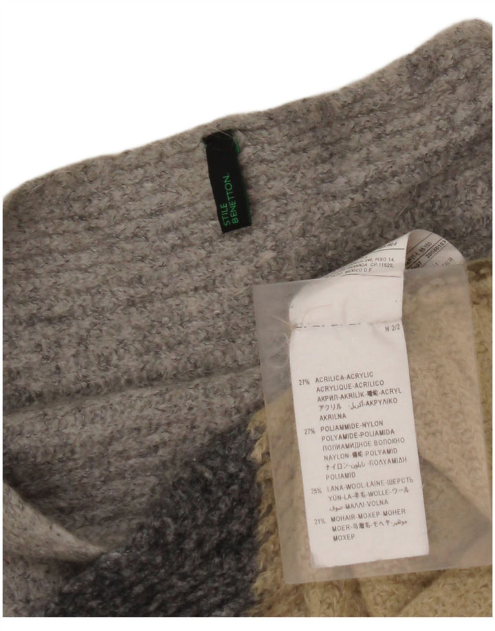 BENETTON Pull col bateau pour femme UK 14 Medium Multicolore