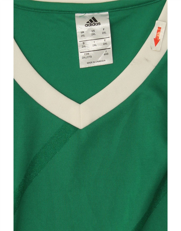 Adidas Hommes Climalite Top Manches Longues 2XL Vert Rayé Polyester