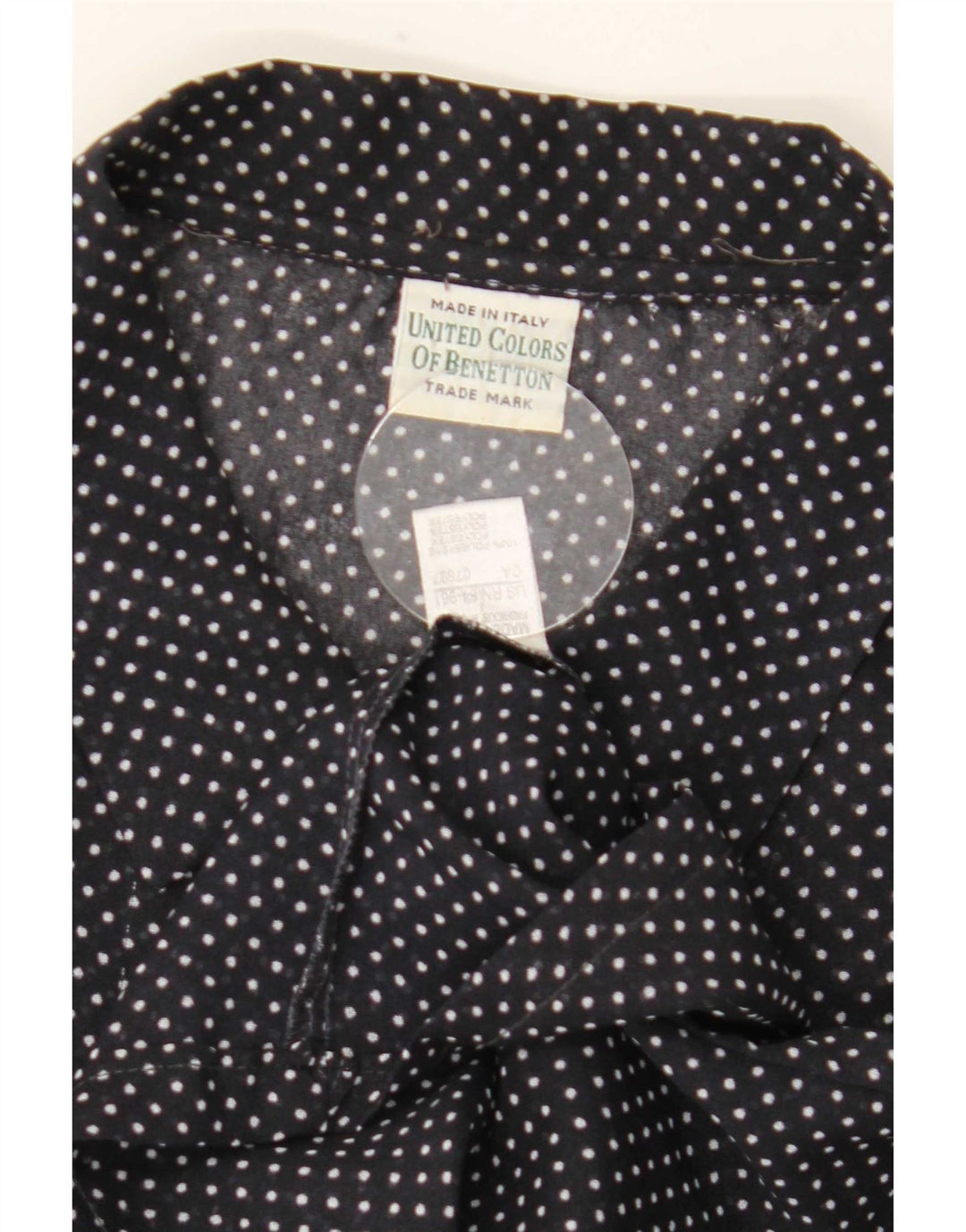 Benetton Chemise à manches courtes pour femme UK 20 2XL Noir à pois en polyester