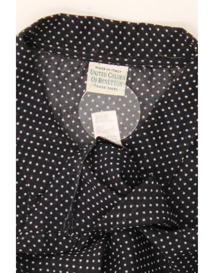 Benetton Chemise à manches courtes pour femme UK 20 2XL Noir à pois en polyester