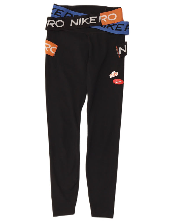 NIKE Legging graphique Dri Fit pour femme UK 4 XS Noir Polyester