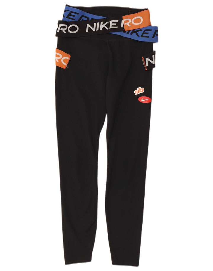 NIKE Legging graphique Dri Fit pour femme UK 4 XS Noir Polyester