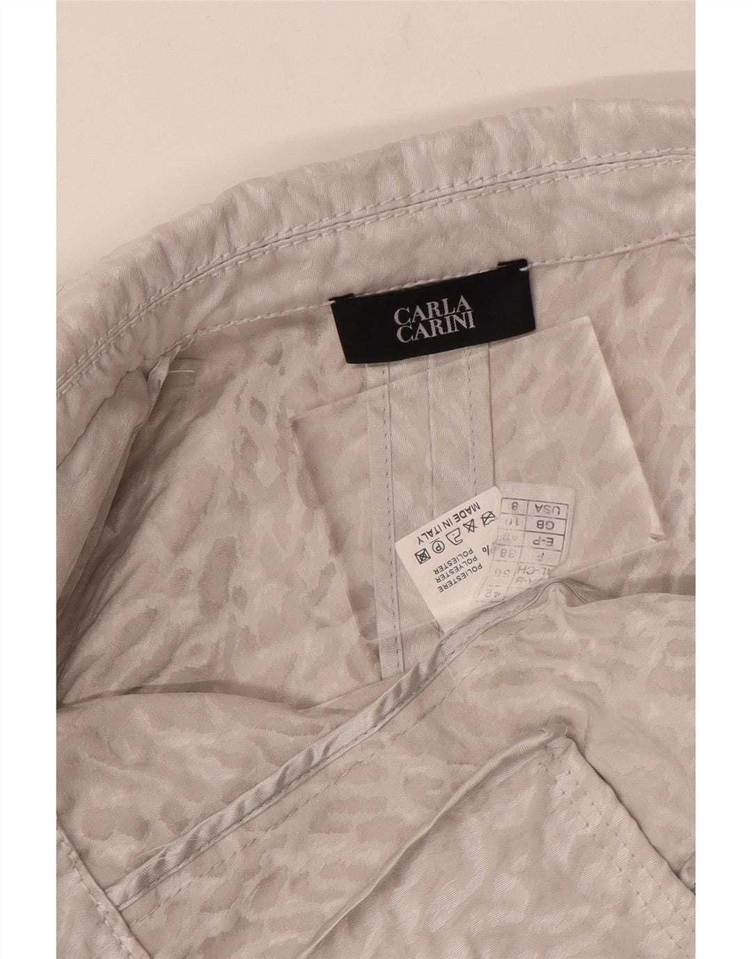 CARLA CARINI Haut court cardigan pour femme UK 10 Petit imprimé animal gris