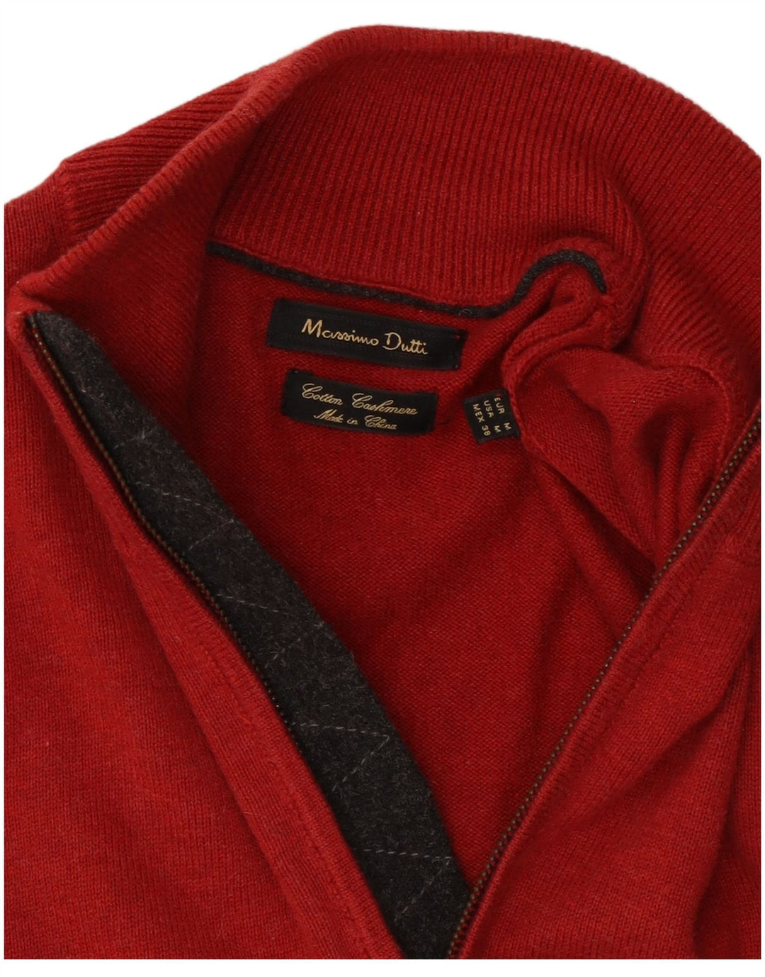 Massimo Dutti Pull col zippé pour homme en coton color block rouge moyen