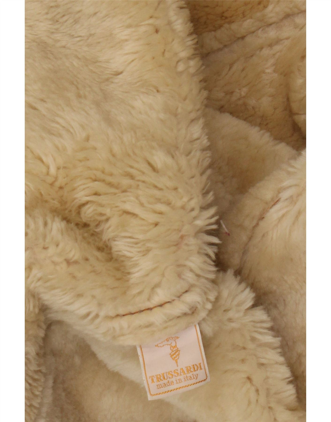 Trussardi Manteau Shearling Femme UK 18 XL Cuir Beige